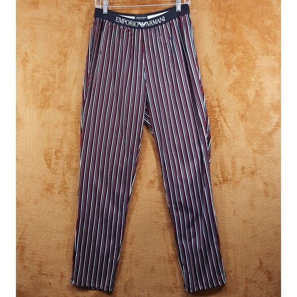EMPORIO ARMANI Sleepwear Mens Medium Black Stripe Pajama PJs Set Cotton $155 - Picture 4 of 10